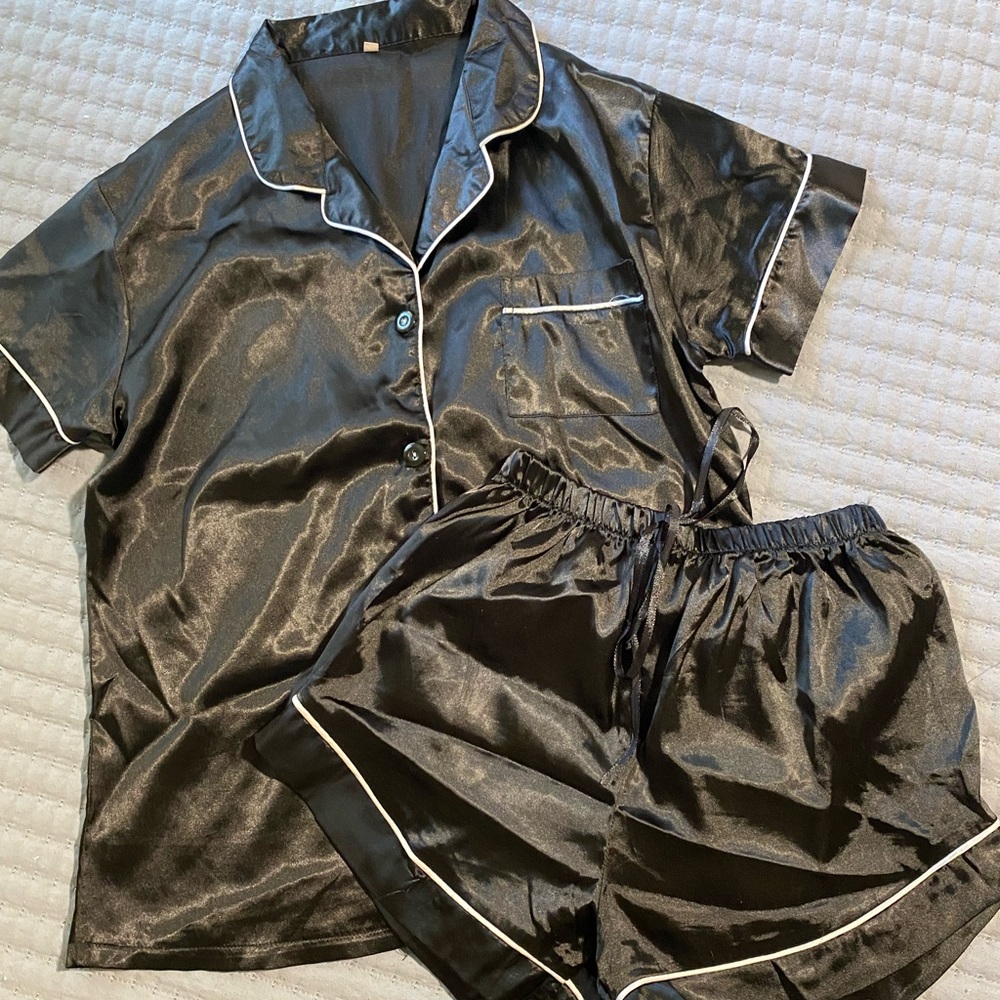 Satin Black Pajama Set for Women